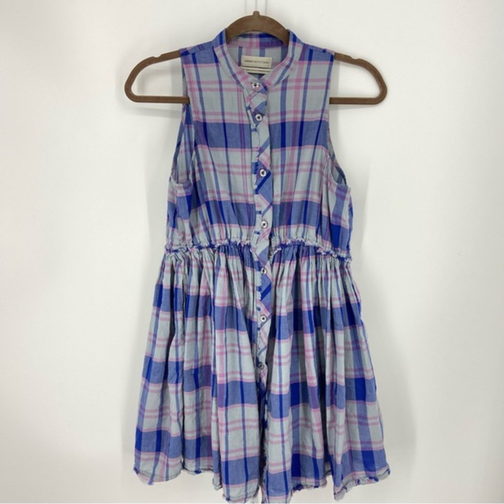 UO Suki Plaid Button Frayed Mock Mini Dress Sz S